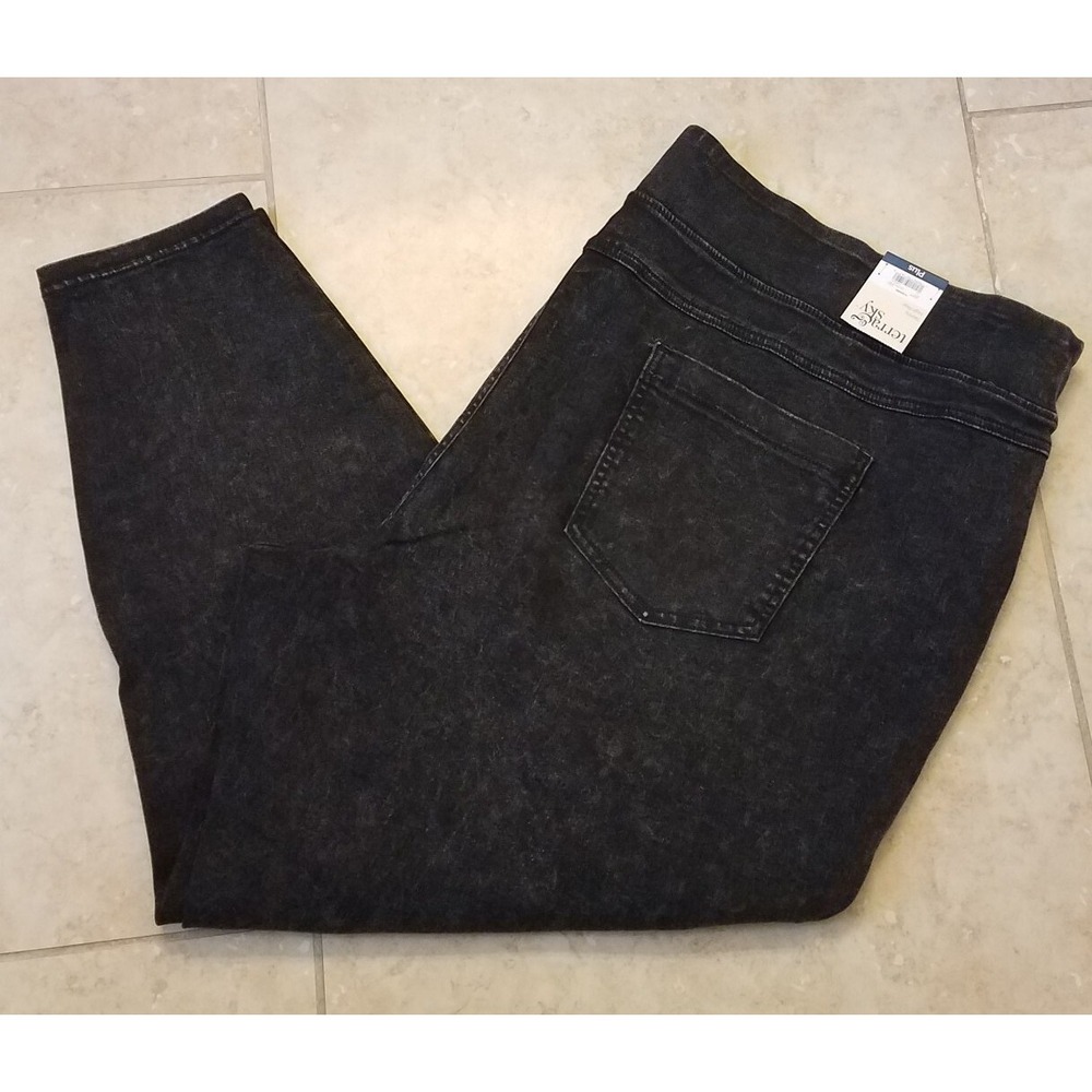 Terra & Sky Women Skinny High Rise Pull-On Jegging Black Pants 4X (28W-30W) NEW